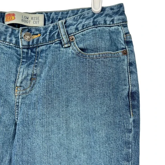 ROUTE 66 Women's Low Rise Boot Cut Blue Denim Jeans Size 6 Average (W29"xL31") - Picture 5 of 11
